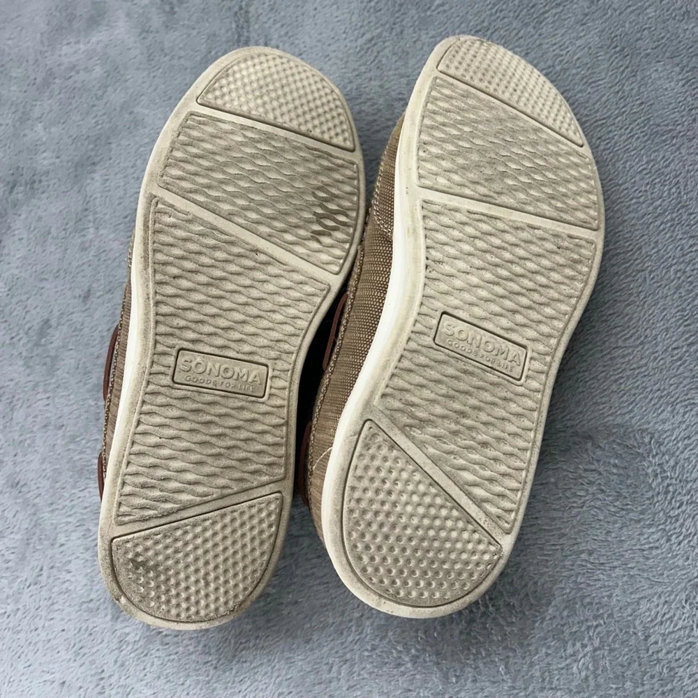 Sonoma Goods for Life Mens Tan Textile Slip On Boat Shoe Loafers Size 8 Med